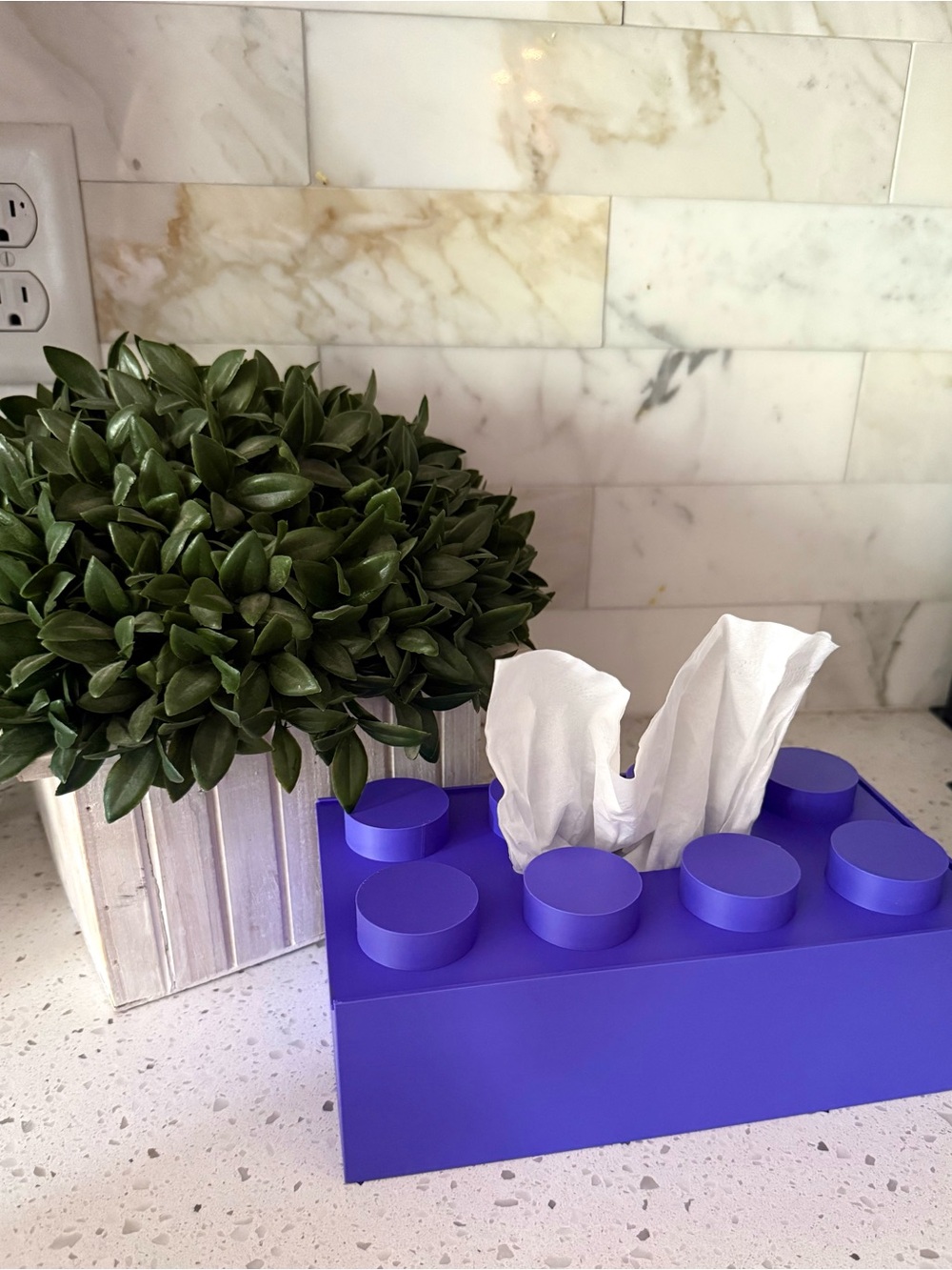 PURPLE LEGO inspired tissue box brick box